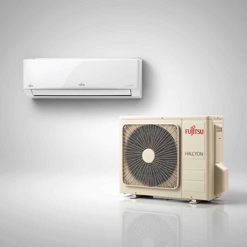 Fujitsu Halcyon ductless mini split indoor and outdoor units